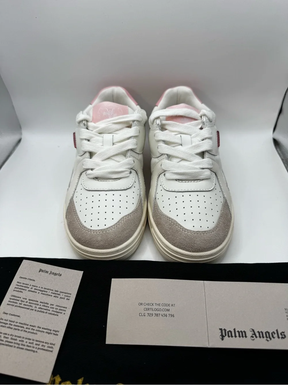 Palm Angels New Tennis Low-Top Sneakers White Pink Suede Luxury EU 36